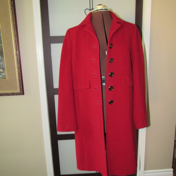 CALVIN KLEIN RED WOOL BLEND COAT SIZE 6 - Picture 2 of 8